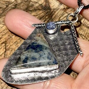 Navy Sodalite & Lapis Lazuli Pendant 2 1/2”